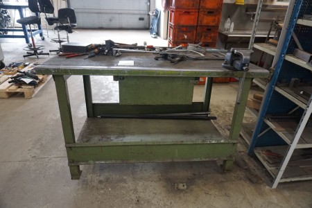 File bench with vise & workshop board with contents