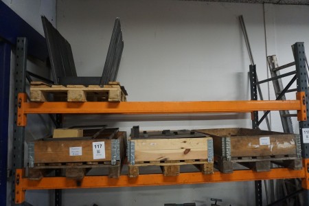 Contents on pallet rack of various semi-finished products
