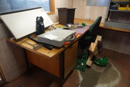 Desk with contents