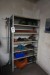Bookcase with contents + table & screw clamps etc.