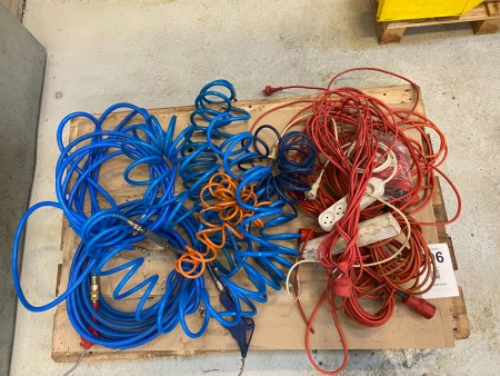 Pallet with various air hoses and cables